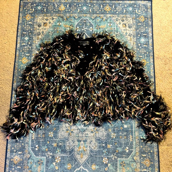 Very Cool BLUE BLUSH Colorful Shag Sweater, Size Small - Picture 2 of 7